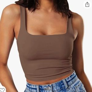 Amazon Artfish Tank Mocha Brown Crop Top